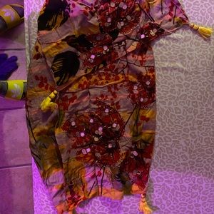 Anthropologie Long Cherry Blossom Tassle Scarf